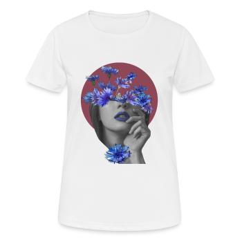 Portrait abstrait, bleuets - T-shirt respirant Femme - blanc - Devant - AI Model Female 172 dark (172cm)