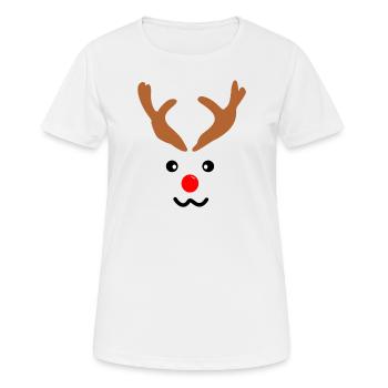 Rentier Gesicht Geweih rote Nase Weihnachten - Frauen T-Shirt atmungsaktiv - Weiß - Vorne - AI Model Female 172 dark (172cm)