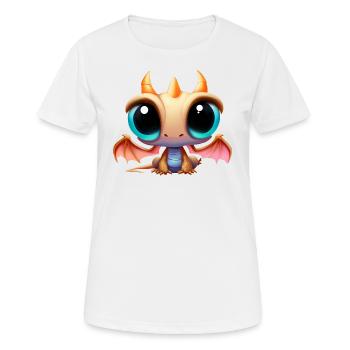 Niedlicher Drache mit großen Augen - Frauen T-Shirt atmungsaktiv - Weiß - Vorne - AI Model Female 172 dark (172cm)