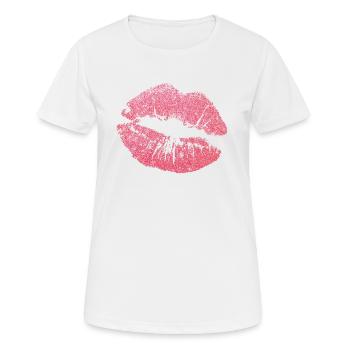 Kussmund Lips Kiss Kuss Geschenkidee Glitzer - Frauen T-Shirt atmungsaktiv - Weiß - Vorne - AI Model Female 172 dark (172cm)
