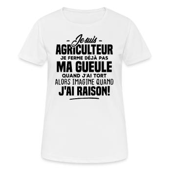 Je suis Agriculteur je ne ferme pas ma gueule - T-shirt respirant Femme - blanc - Devant - AI Model Female 172 dark (172cm)