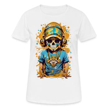 Goldene Zucker Schädel - Frauen T-Shirt atmungsaktiv - Weiß - Vorne - AI Model Female 172 dark (172cm)