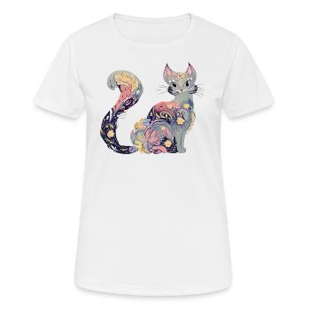 Beautiful Cat Flower Design - Women's Breathable T-Shirt - white - Front - AI Model Female 172 dark (172cm)