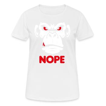 Nope Nö Nein Affe Monkey Jetzt nicht Hau Ab Weg - Frauen T-Shirt atmungsaktiv - Weiß - Vorne - AI Model Female 172 dark (172cm)