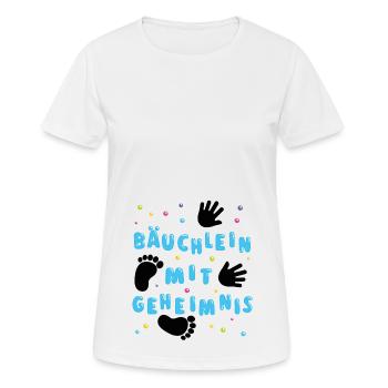 Bäuchlein mit Geheimnis Schwangerschaft Jünge - Frauen T-Shirt atmungsaktiv - Weiß - Vorne - AI Model Female 172 dark (172cm)