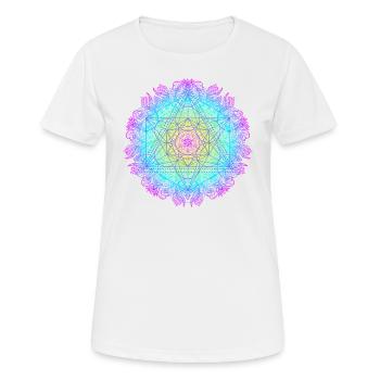 Metatronwürfel, heilige Geometrie des Erzengels - Frauen T-Shirt atmungsaktiv - Weiß - Vorne - AI Model Female 172 dark (172cm)