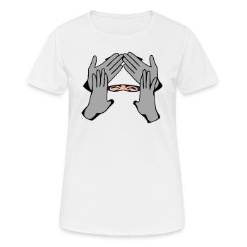 Peek-A-Boo schwarz - Frauen T-Shirt atmungsaktiv - Weiß - Vorne - AI Model Female 172 dark (172cm)