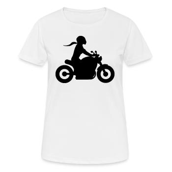 Motorcyclist Chopper Bikerin Bikergirl Cruiser - Women's Breathable T-Shirt - white - Front - AI Model Female 172 dark (172cm)