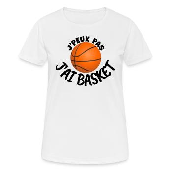 J'peux pas j'ai basket. Humour sur le basket - T-shirt respirant Femme - blanc - Devant - AI Model Female 172 dark (172cm)
