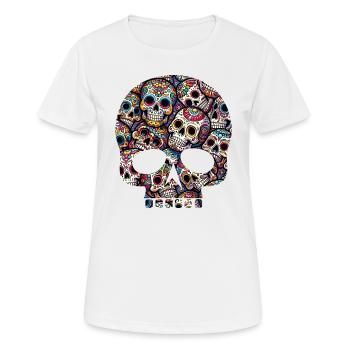 Buntes dekoratives Skullmuster - Frauen T-Shirt atmungsaktiv - Weiß - Vorne - AI Model Female 172 dark (172cm)