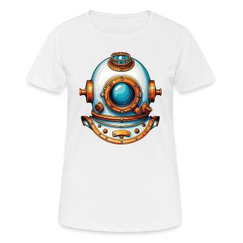 Nostalgischer Taucherhelm Tiefseetaucherhelm - Frauen T-Shirt atmungsaktiv - Weiß - Vorne - AI Model Female 172 dark (172cm)