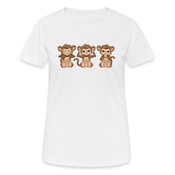 3 monkeys see nothing hear say monkey gift - Women's Breathable T-Shirt - white - Front - AI Model Female 172 dark (172cm)