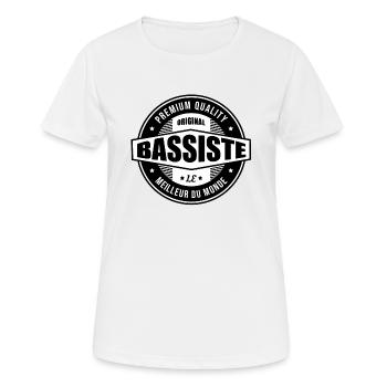 LOGO BASSIST ORIGINAL - Frauen T-Shirt atmungsaktiv - Weiß - Vorne - AI Model Female 172 dark (172cm)