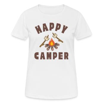 Happy Camper (Marshmallow, Lagerfeuer, Camping) - Frauen T-Shirt atmungsaktiv - Weiß - Vorne - AI Model Female 172 dark (172cm)