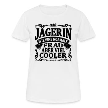 jägerin aber viel cooler - Frauen T-Shirt atmungsaktiv - Weiß - Vorne - AI Model Female 172 dark (172cm)