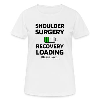 Schulter-OP Schulterarthroskopie Genesungsgeschenk - Frauen T-Shirt atmungsaktiv - Weiß - Vorne - AI Model Female 172 dark (172cm)