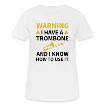 Gift for trombone player | Trombone trombone - Women's Breathable T-Shirt - white - Front - AI Model Female 172 dark (172cm)
