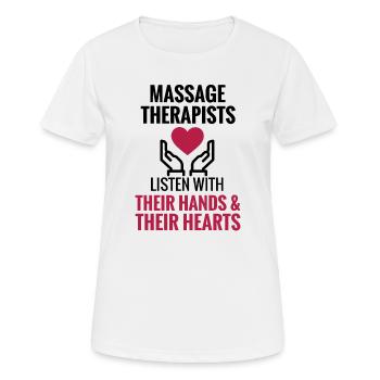 Masseuse Idée cadeau Massage thérapeute massage - T-shirt respirant Femme - blanc - Devant - AI Model Female 172 dark (172cm)
