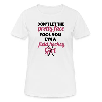 Cadeau de hockey sur le terrain Pour les femmes Joueuse de hockey sur le terrain - T-shirt respirant Femme - blanc - Devant - AI Model Female 172 dark (172cm)