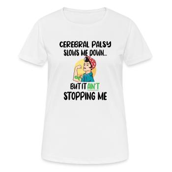 Infani rie paralysés CP Combattants Cerebralparese - T-shirt respirant Femme - blanc - Devant - AI Model Female 172 dark (172cm)