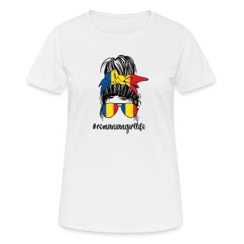 Fier drapeau roumain de la Roumanie Racines roumaines - T-shirt respirant Femme - blanc - Devant - AI Model Female 172 dark (172cm)
