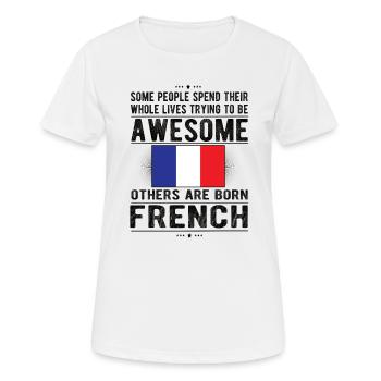 Français France Drapeau Français origine - T-shirt respirant Femme - blanc - Devant - AI Model Female 172 dark (172cm)