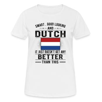 Néerlandais Pays-Bas Origine néerlandaise - T-shirt respirant Femme - blanc - Devant - AI Model Female 172 dark (172cm)