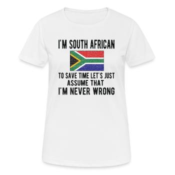 Afrique du Sud Drapeau Afrique du Sud Origine Afrique du Sud - T-shirt respirant Femme - blanc - Devant - AI Model Female 172 dark (172cm)
