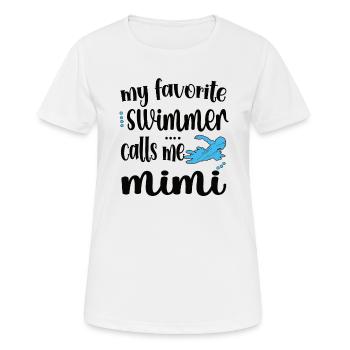 Stolze Schwimm-Mimi Schwimmer Mimi Oma Geschenk - Frauen T-Shirt atmungsaktiv - Weiß - Vorne - AI Model Female 172 dark (172cm)