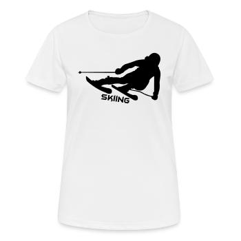 Ski,Ski fahren,Skiing,Apres ski,freeski,freeskiing - Frauen T-Shirt atmungsaktiv - Weiß - Vorne - AI Model Female 172 dark (172cm)