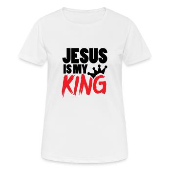 Jésus est mon roi | Jésus est mon roi ! - T-shirt respirant Femme - blanc - Devant - AI Model Female 172 dark (172cm)