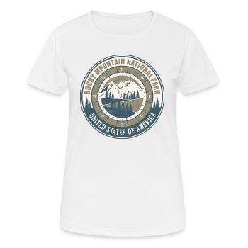Rocky Mountain National Park US Vintage Hiking - Women's Breathable T-Shirt - white - Front - AI Model Female 172 dark (172cm)