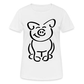 Mignon cochon assis a l’air sympathique - T-shirt respirant Femme - blanc - Devant - AI Model Female 172 dark (172cm)