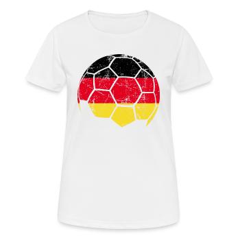 Germany Soccer Ball Fußball - Frauen T-Shirt atmungsaktiv - Weiß - Vorne - AI Model Female 172 dark (172cm)