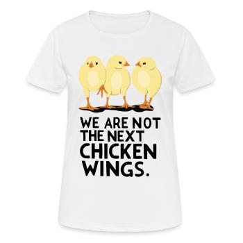 Nous ne sommes pas les prochaines Ailes de poulet - T-shirt respirant Femme - blanc - Devant - AI Model Female 172 dark (172cm)