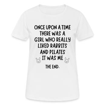 Une fille qui aimait beaucoup les lapins et le pilates. - T-shirt respirant Femme - blanc - Devant - AI Model Female 172 dark (172cm)