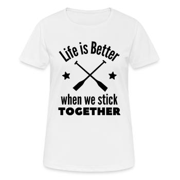 Rudern: Das Leben ist besser, wenn wir zusammenhalten. - Frauen T-Shirt atmungsaktiv - Weiß - Vorne - AI Model Female 172 dark (172cm)