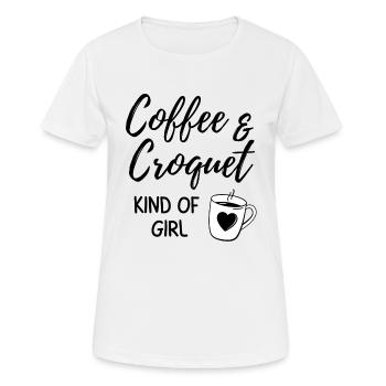 Kaffee & Krocket Art von Mädchen. - Frauen T-Shirt atmungsaktiv - Weiß - Vorne - AI Model Female 172 dark (172cm)