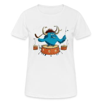 Büffel auf Trommeln - Frauen T-Shirt atmungsaktiv - Weiß - Vorne - AI Model Female 172 dark (172cm)