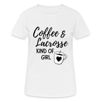 Coffee & lacrosse kind of girl. - Women's Breathable T-Shirt - white - Front - AI Model Female 172 dark (172cm)