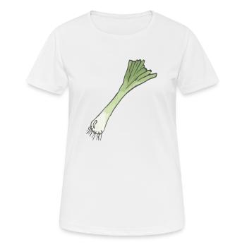 Lauchzwiebel mit Wurzel - Frauen T-Shirt atmungsaktiv - Weiß - Vorne - AI Model Female 172 dark (172cm)