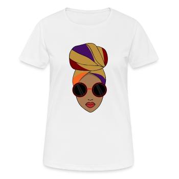 Afro Black Woman Kopfbedeckung Style - Frauen T-Shirt atmungsaktiv - Weiß - Vorne - AI Model Female 172 dark (172cm)