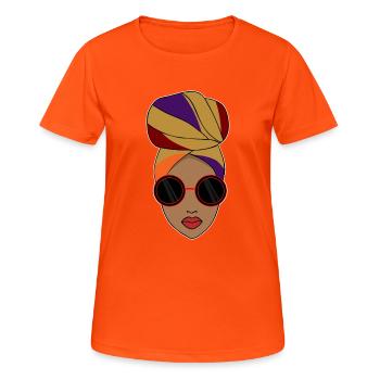 Afro zwarte vrouw hoofddeksels stijl - Vrouwen T-shirt ademend actief - neonoranje - Voor - AI Model Female 172 dark (172cm)