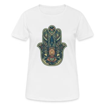 Hand der Fatima-Meditation - Frauen T-Shirt atmungsaktiv - Weiß - Vorne - AI Model Female 172 dark (172cm)
