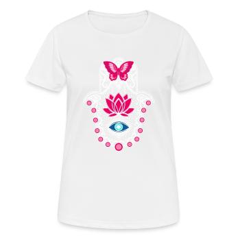 Spiritual Hamsa Hand of Fatima - Women's Breathable T-Shirt - white - Front - AI Model Female 172 dark (172cm)