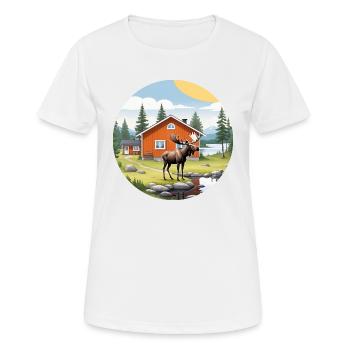Nature Life Sweden Logo Moose Blog House Nature - Women's Breathable T-Shirt - white - Front - AI Model Female 172 dark (172cm)