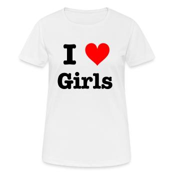 J'aime les filles - T-shirt respirant Femme - blanc - Devant - AI Model Female 172 dark (172cm)