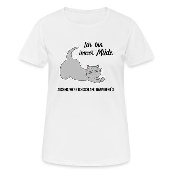 Katzen schlafen Katze Müde Schlaflos Geek Geschenk - Frauen T-Shirt atmungsaktiv - Weiß - Vorne - AI Model Female 172 dark (172cm)