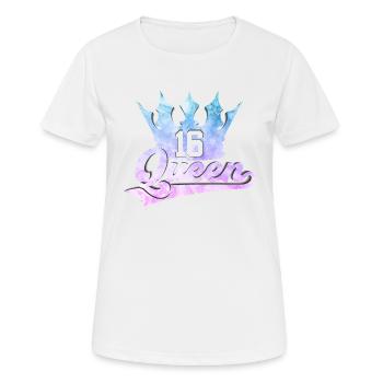 16ÈME ANNIVERSAIRE SWEET 16 QUEEN - T-shirt respirant Femme - blanc - Devant - AI Model Female 172 dark (172cm)