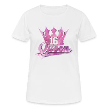 16ÈME ANNIVERSAIRE FILLE REINE 16 PRINCESSE - T-shirt respirant Femme - blanc - Devant - AI Model Female 172 dark (172cm)
